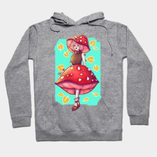 Mushroom girl, mushroom, leaves, fall, autumn, original character, original art, artwork, digital art, artist, Hoodie